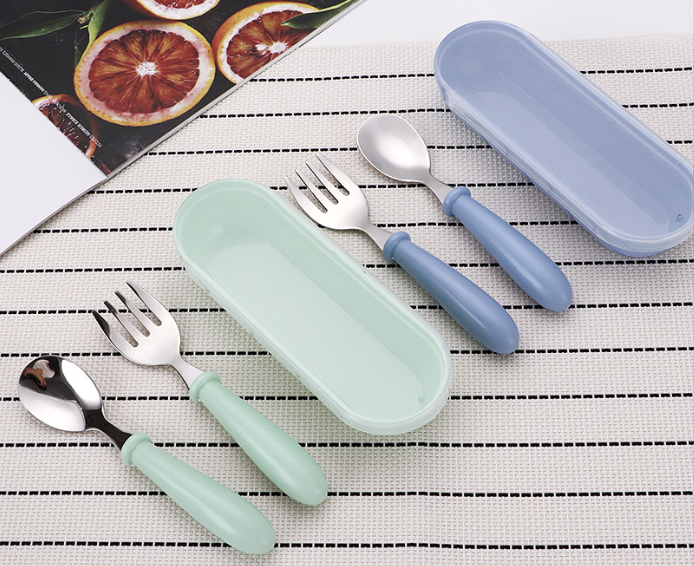 pink and blue baby stainless steel cutlery